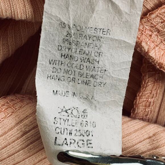 💰Entro Powder Pink Ribbed Knit Cross Neck Bodysuit Women’s Size Large - Picture 6 of 6